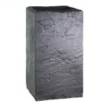 STONE LOOK TALL SQUARE PLASTIC PLANTER BLACK