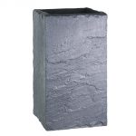 STONE LOOK TALL SQUARE PLASTIC PLANTER DARK GRANITE